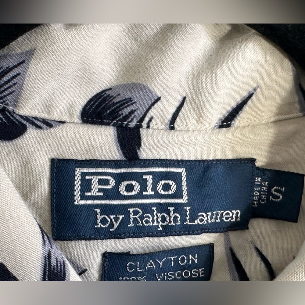 Ralph Lauren White & Navy Tropical Leaf Short-Sleeve Shirt - Picture 2 of 5